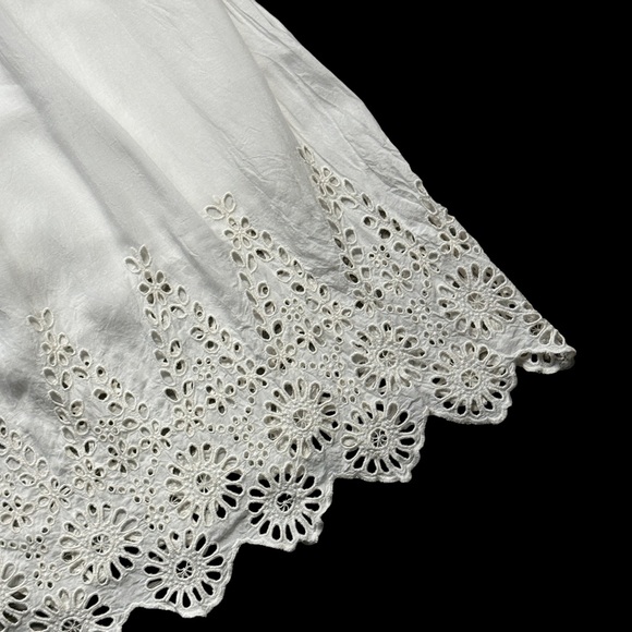 Ganni Ivory White Eyelet Trimmed V Neck Mini Dress US S - Picture 11 of 13
